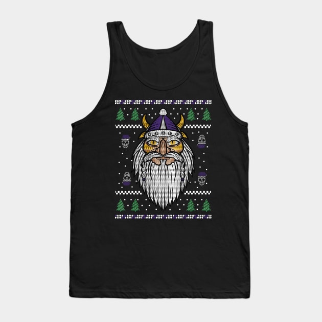Purple and Gold Viking Ugly Christmas Sweater Style Tank Top by SLAG_Creative